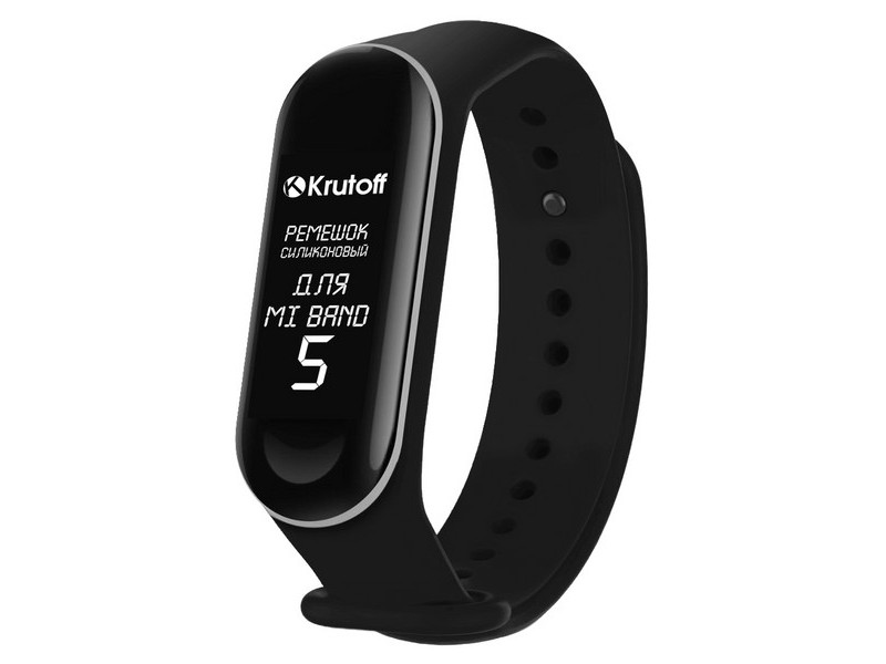 

Aксессуар Ремешок Krutoff для Xiaomi Mi Band 5 Silicone Black 03690, 03690