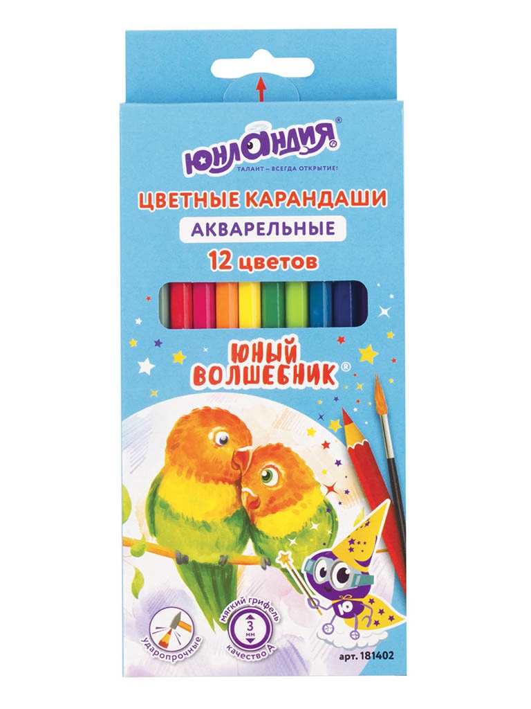 

Карандаши цветные Юнландия Юный волшебник 12 цветов 181402, 181402