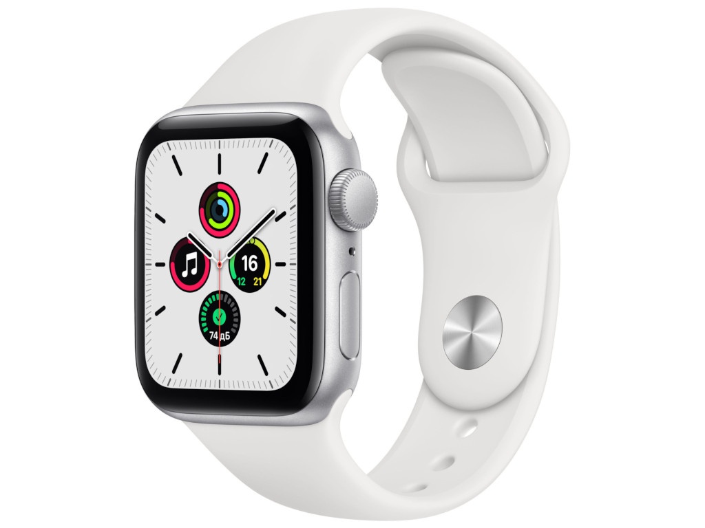 фото Умные часы apple watch se 40mm silver aluminium case with white sport band mydm2ru/a