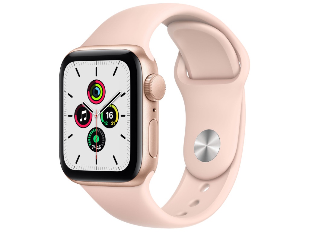 фото Умные часы apple watch se 40mm gold aluminium case with pink sand sport band mydn2ru/a