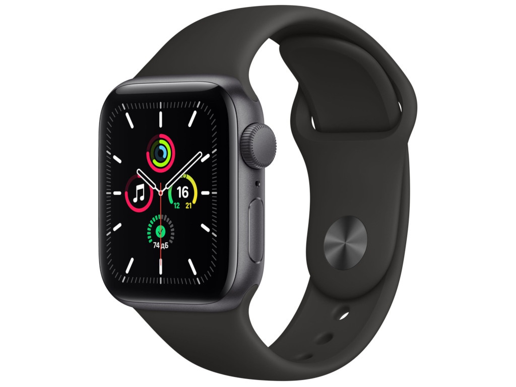 фото Умные часы apple watch se 40mm space grey aluminium case with black sport band mydp2ru/a