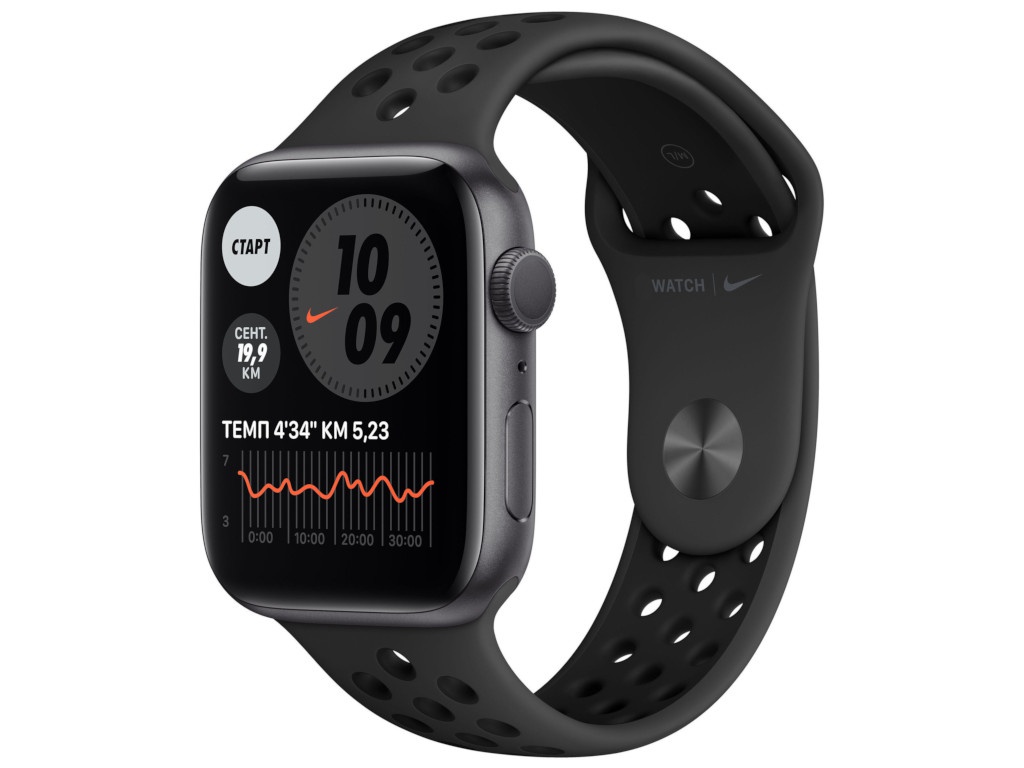 фото Умные часы apple watch nike series 6 44mm space grey aluminium case with anthracite/black nike sport band mg173ru/a