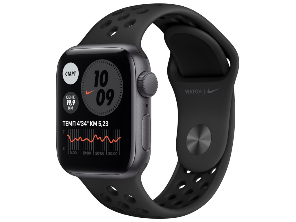 фото Умные часы apple watch nike se 40mm space grey aluminium case with anthracite/black nike sport band myyf2ru/a