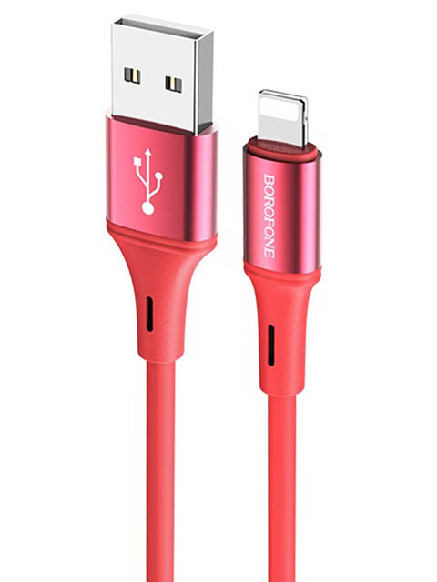 фото Аксессуар borofone bu24 cool silicone usb - lightning 2.4а red ут000021814