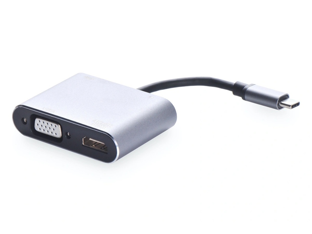 фото Переходник ineez usb type-c to hub 4in1 pd/hdmi/vga/usb support 4k grey 911492