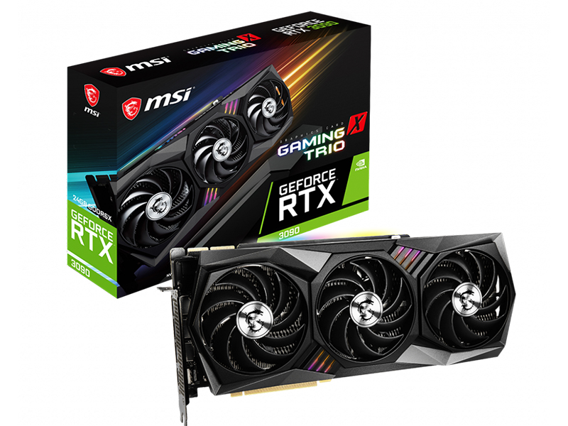 фото Видеокарта msi geforce rtx 3090 1395mhz pci-e 4.0 24576mb 19500mhz 384 bit 3xdp hdmi rtx 3090 gaming x trio 24g