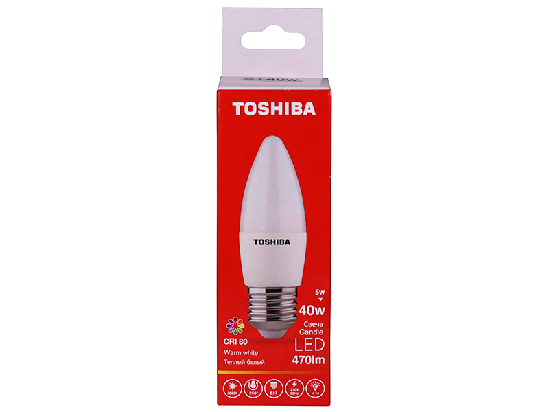 

Лампочка Toshiba C35 Candle 5W CRI 80 ND 3000K E27 00501315921A, 00501315921A