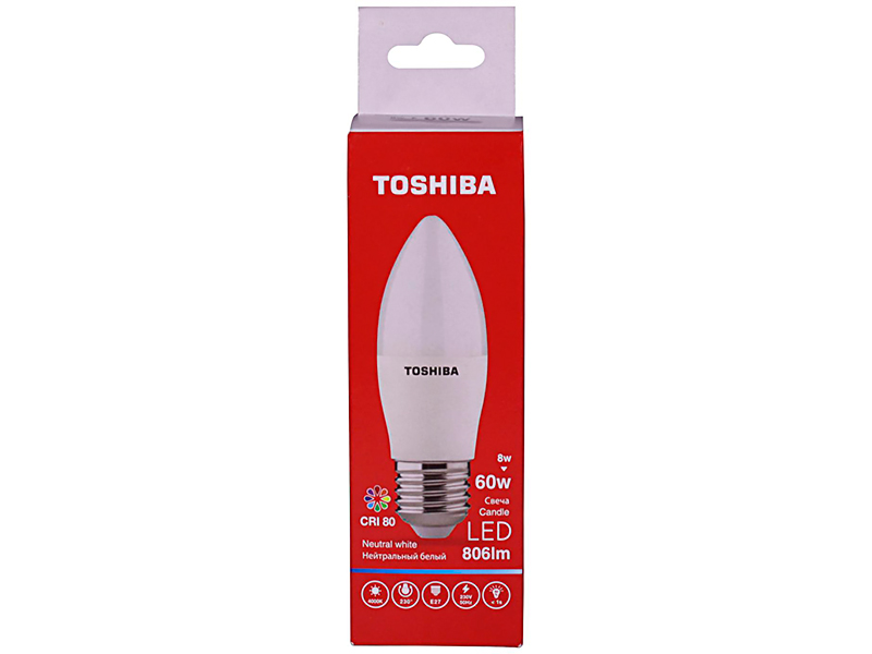

Лампочка Toshiba C39 Candle 8W CRI 80 ND 4000K E27 00501315924A, 00501315924A