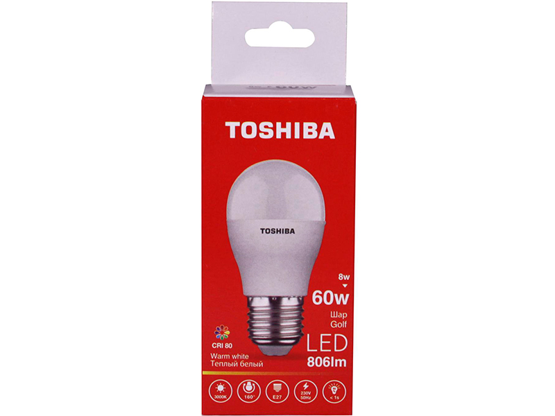 

Лампочка Toshiba G45 Golf 8W CRI 80 ND 3000K E27 01301315931A, 01301315931A