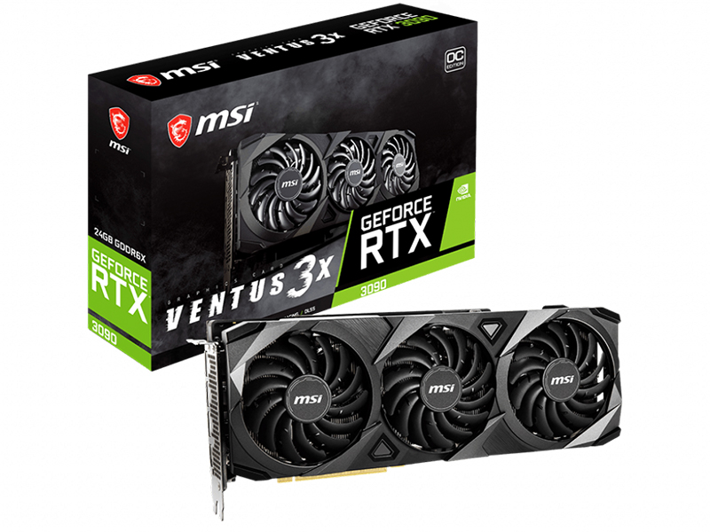 

Видеокарта MSI GeForce RTX 3090 Ventus 1725Mhz PCI-E 4.0 24576Mb 384 bit 3xDP HDMI RTX 3090 Ventus 3X 24G OC, RTX 3090 Ventus 3X 24G OC