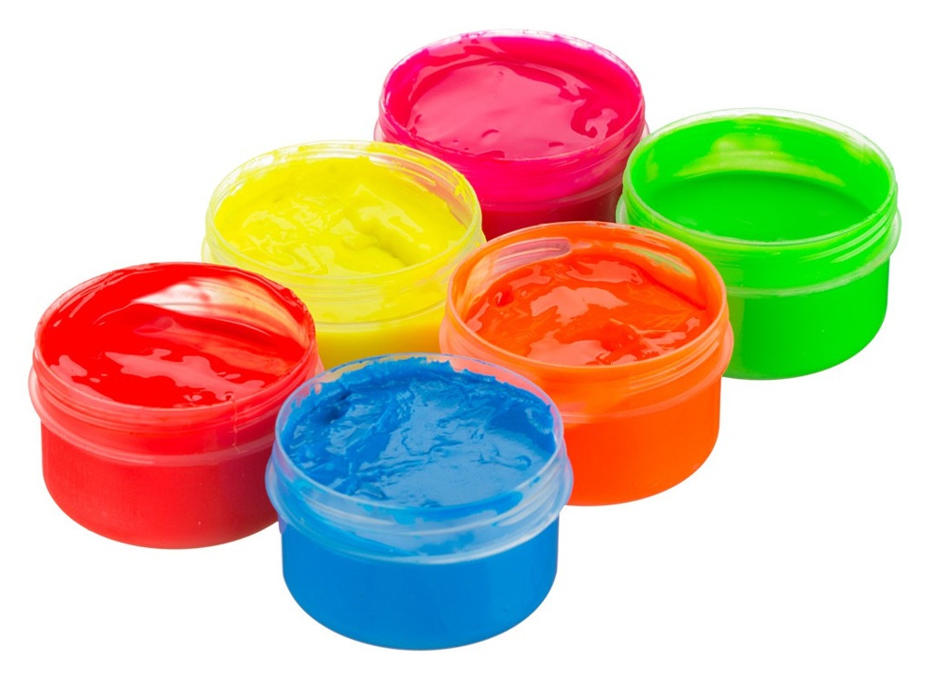 Краски пальчиковые Roxy-Kids Флуоресцентные 6 цветов по 60ml RPF-003