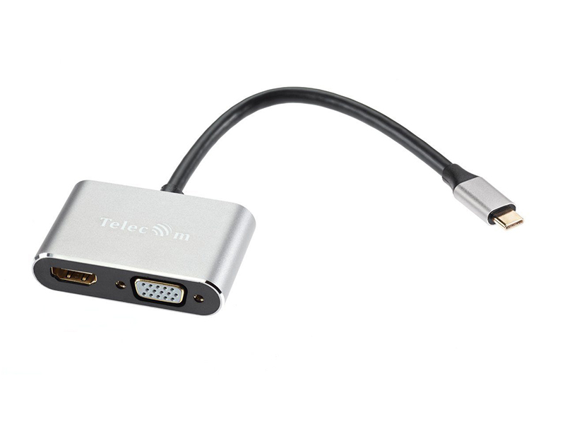 Аксессуар Telecom USB-Type-C - HDMI / USB3.0 / PD / VGA Alum Grey TUC055