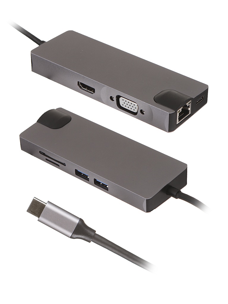 Хаб USB Palmexx 8в1 USB-C to HDMI+VGA+2xUSB 3.0+USB-C+CR+LAN PX/HUB-011 аксессуар palmexx hdmi vga px hdmi vga