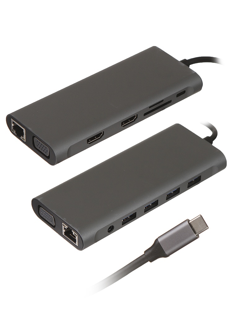 фото Хаб usb palmexx 12в1 usb-c - 2xhdmi+vga+2xusb 3.0+2xusb 2.0+usb-c+cr+aux+lan px/hub-001