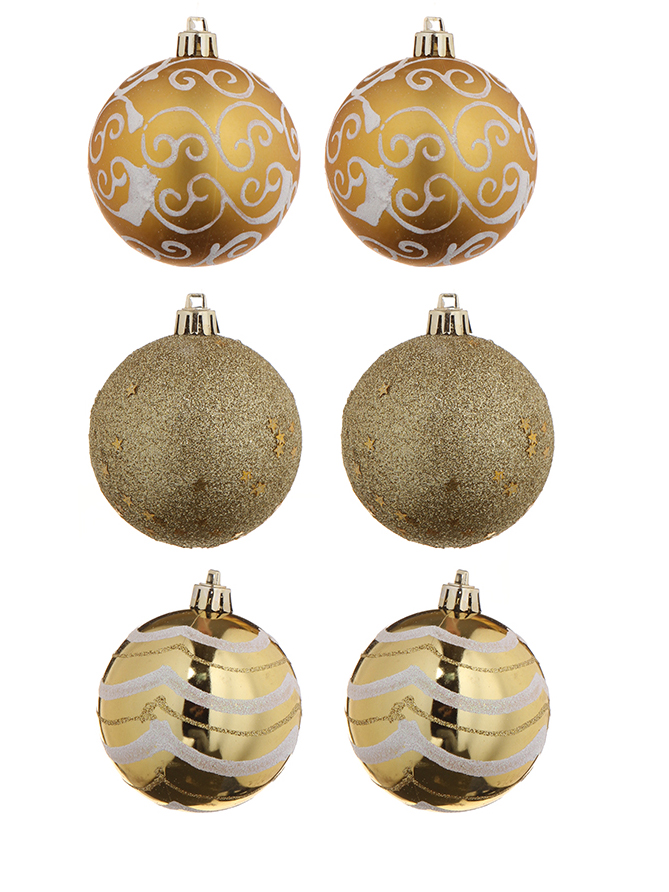 фото Набор шаров christmas goods 8cm 6шт gold 81075g001