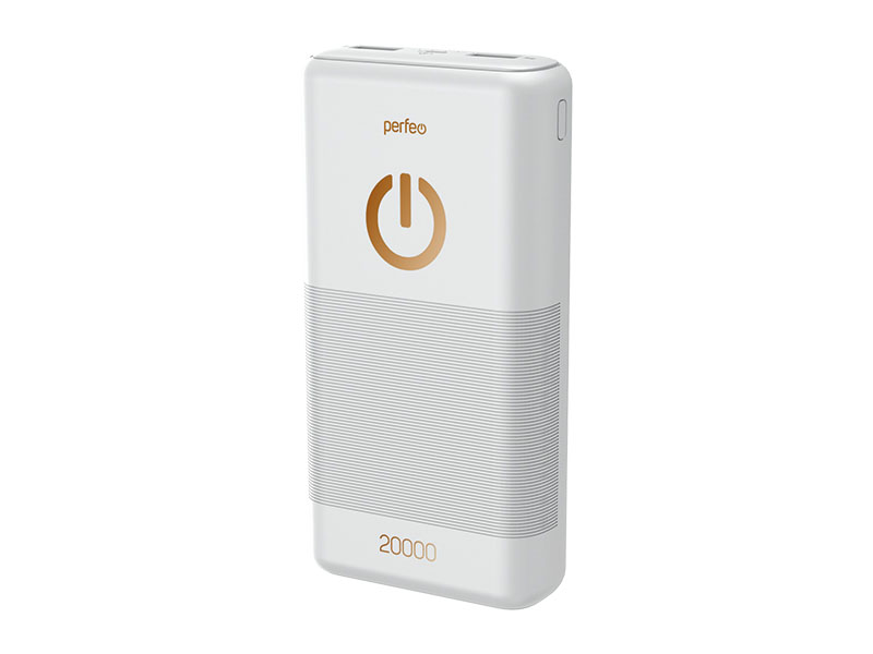 Внешний аккумулятор Perfeo Powerbank 20000mAh White PF_B4299 внешний аккумулятор gp portable powerbank mp05 зеленый