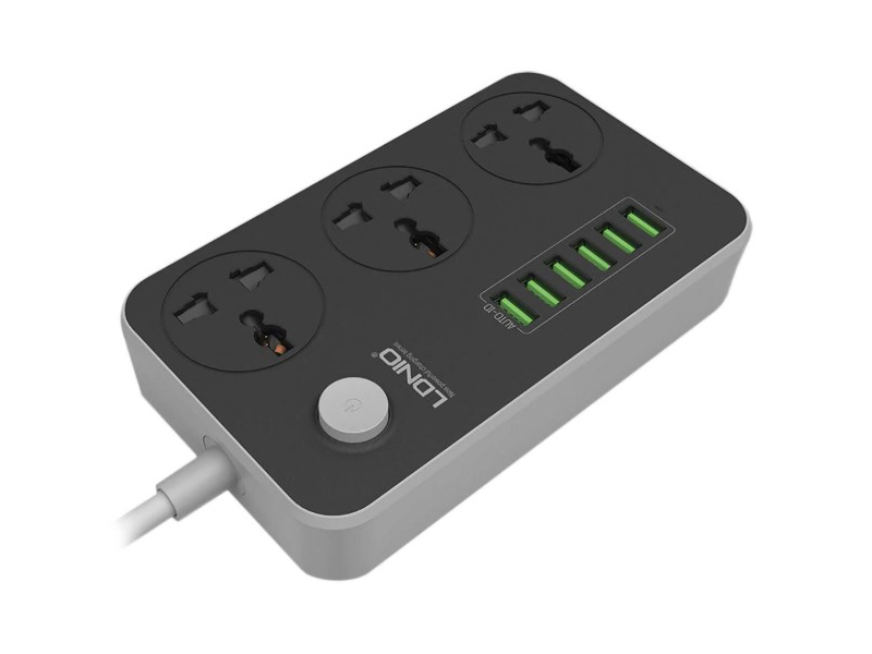 фото Удлинитель ldnio sc3604 6xusb / 3 sockets 2m gray ld_b4440