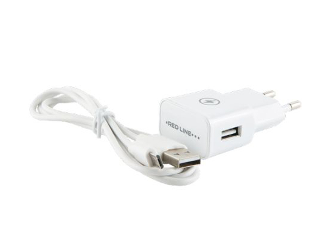 

Зарядное устройство Red Line NT-1A USB 1A + кабель MicroUSB White УТ000022575, NT-1A
