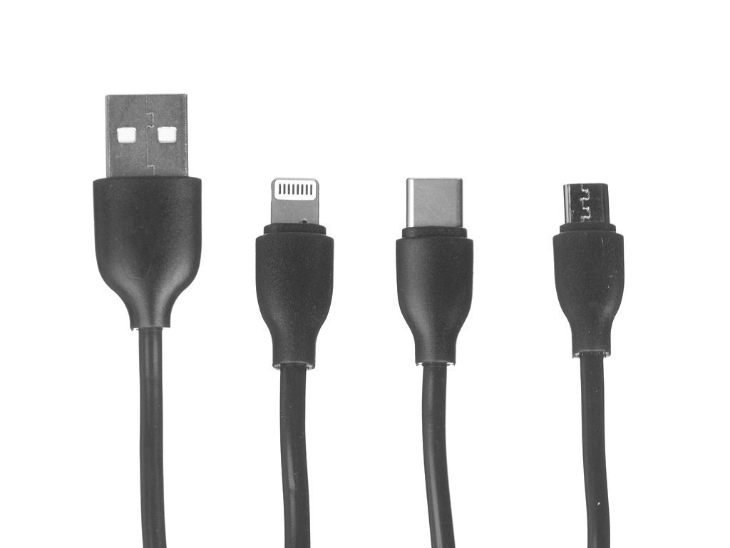 фото Аксессуар mobility usb - micro usb / lightning / type-c 2a black ут000022586