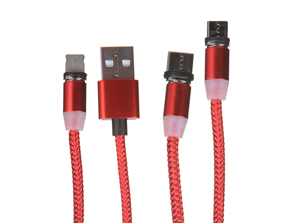 фото Аксессуар red line usb - type-c / lightning / microusb red ут000023353