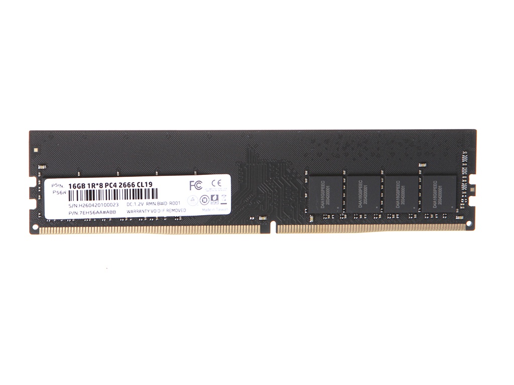 фото Модуль памяти hp v2 series ddr4 dimm 2666mhz non-ecc 2rx8 cl19 - 16gb 7eh56aa#abb hp (hewlett packard)