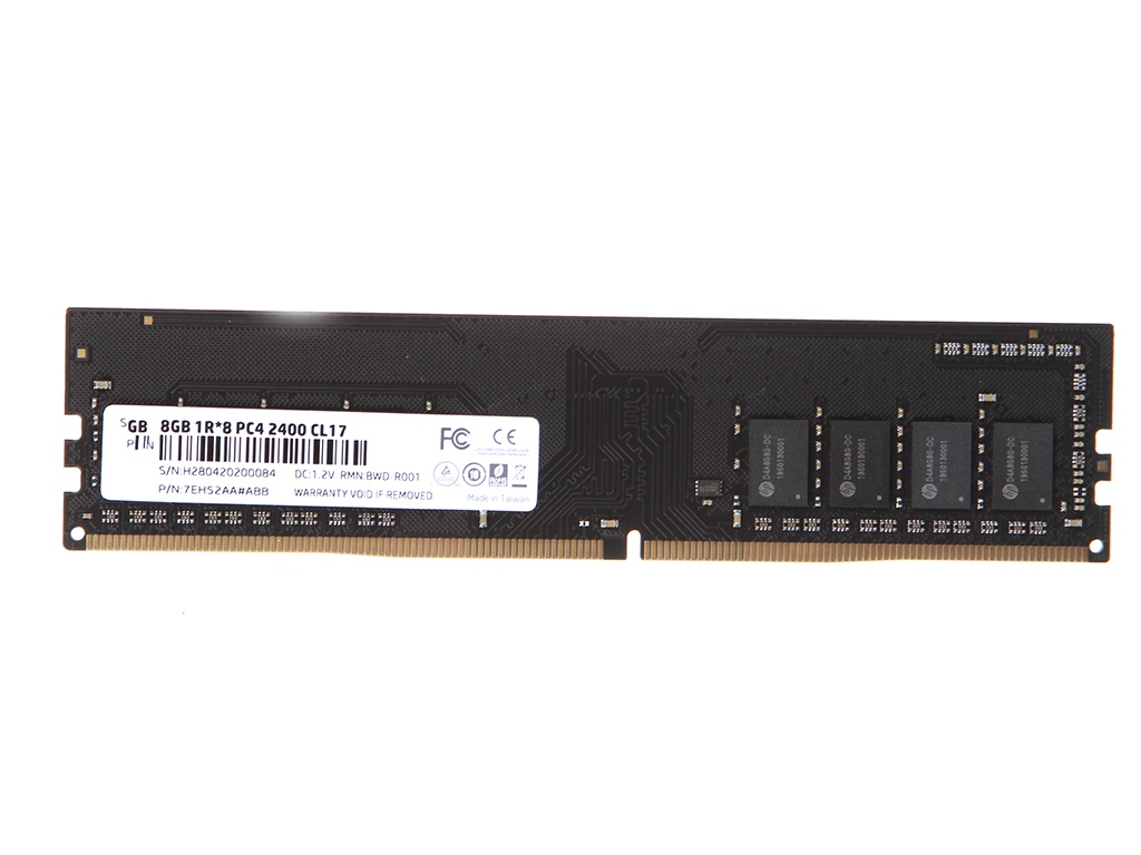 фото Модуль памяти hp v2 series ddr4 dimm 2400mhz non-ecc 1rx8 cl17 - 8gb 7eh52aa#abb hp (hewlett packard)