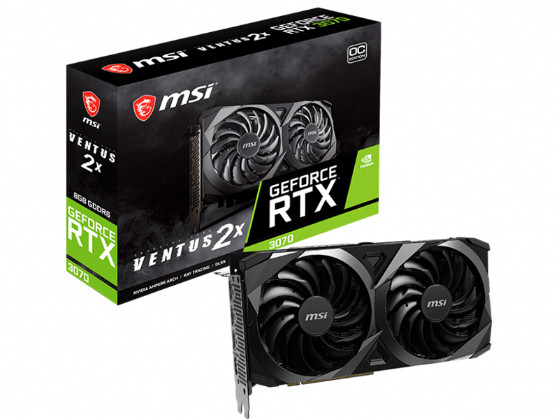 

Видеокарта MSI GeForce RTX 3070 1750Mhz PCI-E 3.0 8192Mb 14000Mhz 256 bit 3xDP HDMI RTX 3070 VENTUS 2X OC, RTX 3070 VENTUS 2X OC