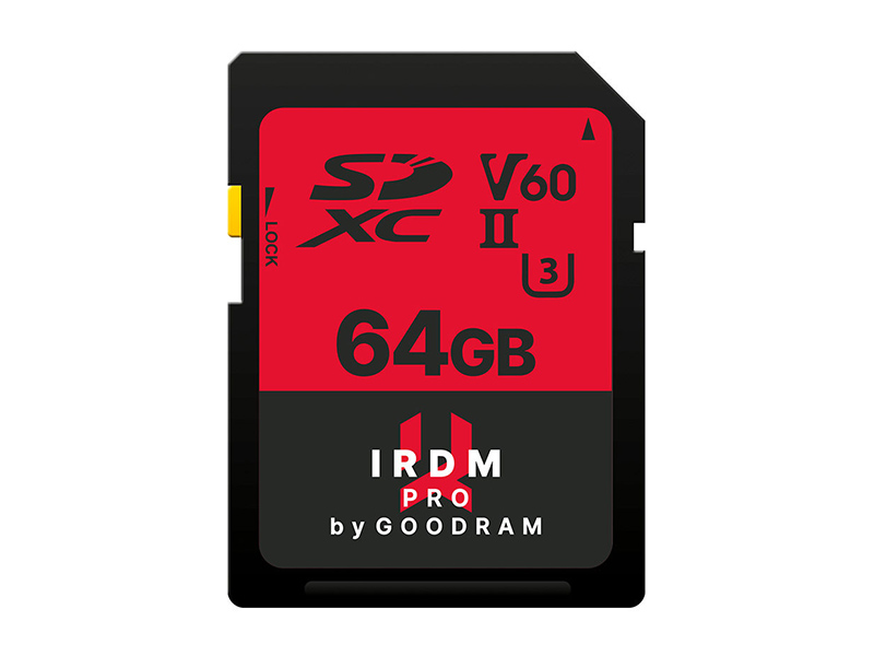 фото Карта памяти 64gb - goodram irdm pro secure digital xc v60 uhs-ii u3 irp-s6b0-0640r12