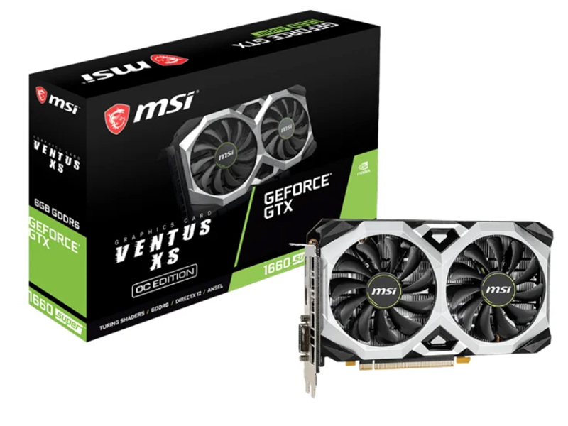 

Видеокарта MSI GeForce GTX 1660 Super 1815Mhz PCI-E 3.0 6144Mb 14000Mhz 192 bit DP 2xHDMI DL-DVI-D HDCP GTX 1660 SUPER VENTUS XS OCV1, GTX 1660 SUPER VENTUS XS OCV1
