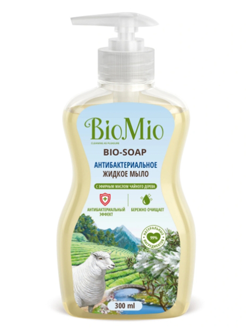 фото Средство для ухода за телом biomio bio-soap жидкое мыло антибактериальное с маслом чайного дерева 300ml 4011985