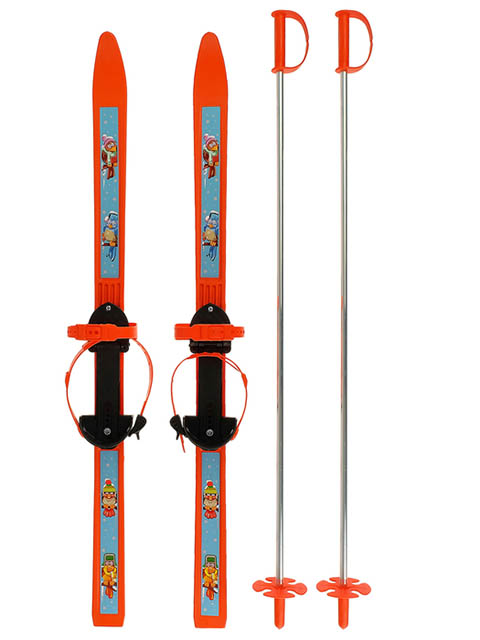 фото Лыжи тяни-толкай вираж-спорт с палками orange