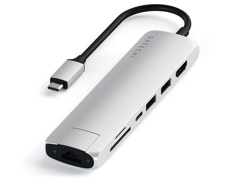 Хаб USB Satechi Type-C Slim Multiport Ethernet Adapter Silver ST-UCSMA3S