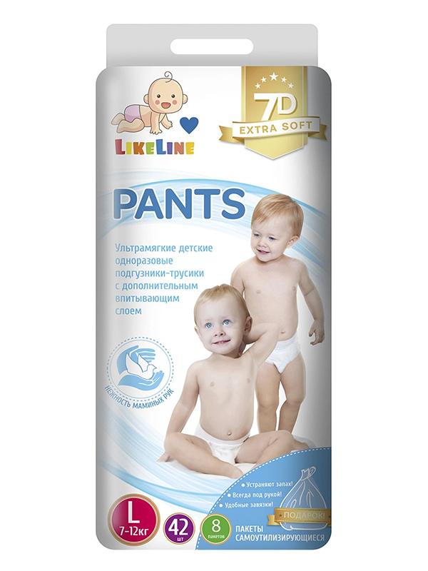 

Подгузники LikeLine Трусики L 7-12кг 42шт CBLA0255, CBLA0255