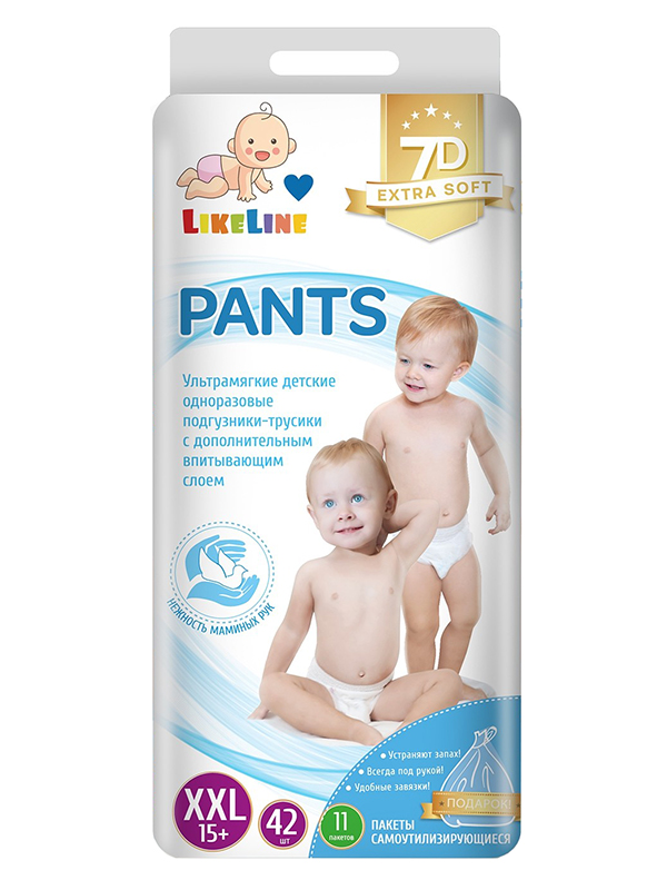 

Подгузники LikeLine Трусики XXL 15+кг 42шт CBLA0264, CBLA0264