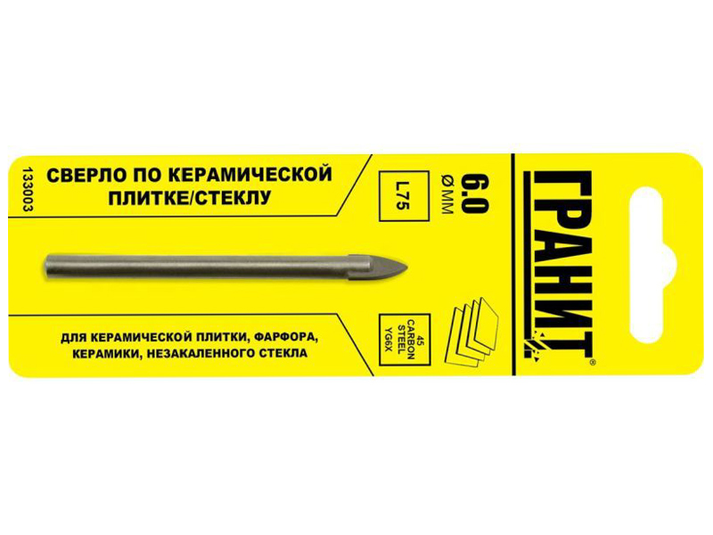 

Сверло Гранит По плитке 6х75mm 133003, 133003