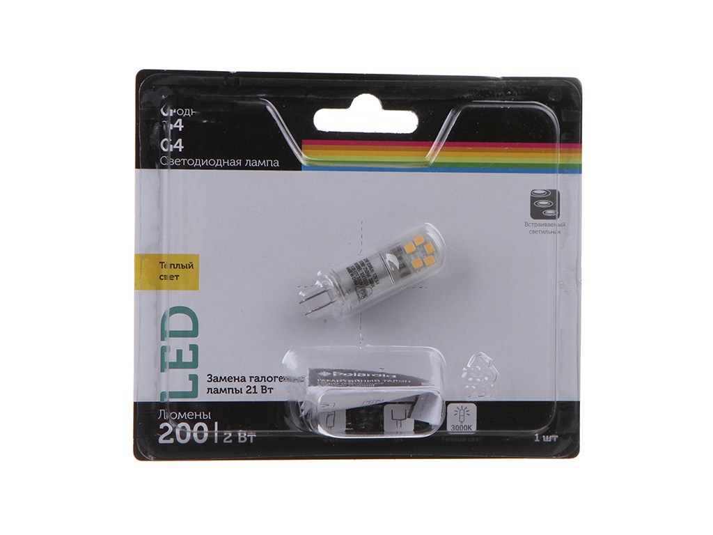 

Лампочка Polaroid G 2W 12V 3000K G4 200Lm PL-G412V23, G
