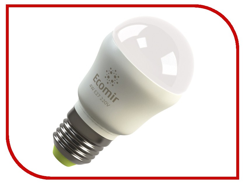 

Лампочка Ecomir E27 4W 3000K 220V матовая, желтый свет, экв. 45W 42913, 42913