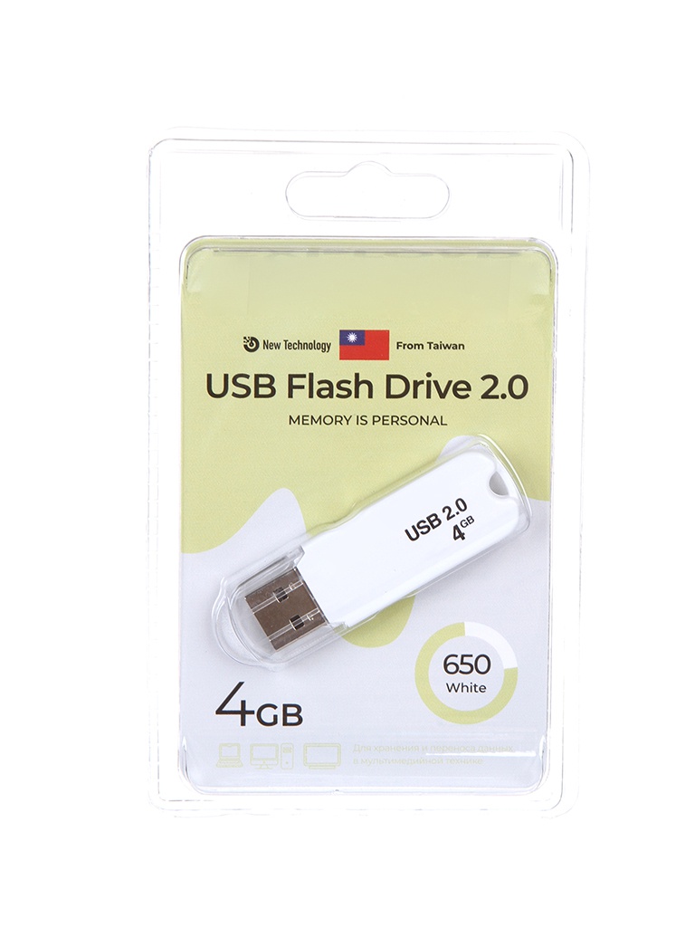 

USB Flash Drive 4Gb - Exployd 650 EX-4GB-650-White, EX-4GB-650-White