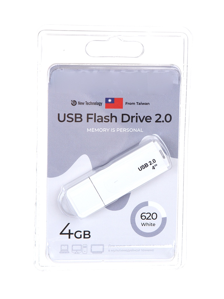 

USB Flash Drive 4Gb - Exployd 620 EX-4GB-620-White, EX-4GB-620-White