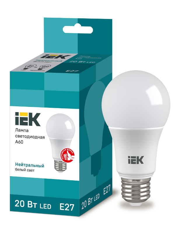 

Лампочка IEK Led LLE-A60-20W-1800-4000K-E27, LLE-A60-20W-1800-4000K-E27