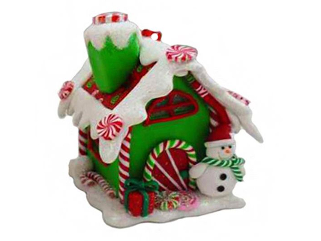 фото Елочная игрушка forest market пряничная избушка с сахарной крышей для снеговика с led-огнями 6x6.5x9cm ma8904c