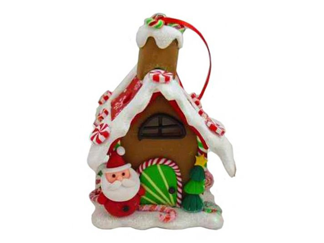 фото Елочная игрушка forest market пряничная избушка с сахарной крышей для санты с led-огнями 6x6.5x9cm ma8904a