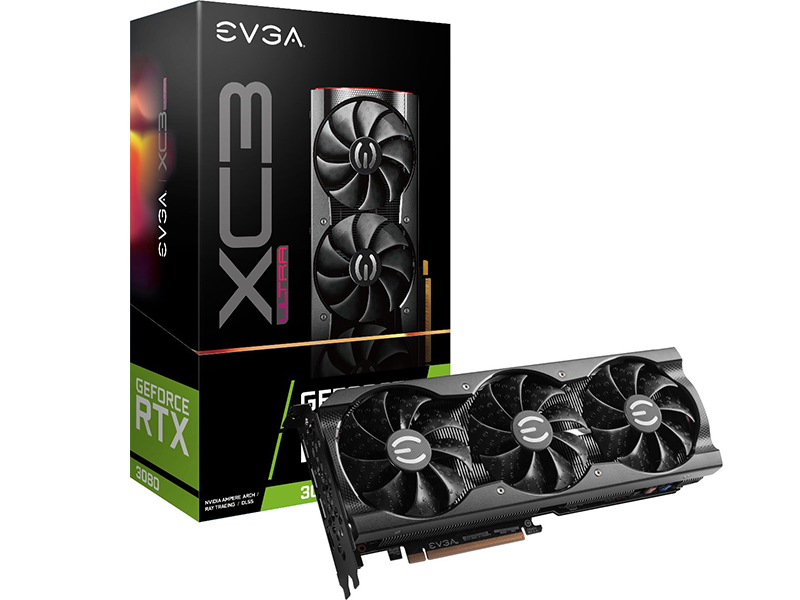 фото Видеокарта evga geforce rtx 3080 xc3 ultra gaming 10gb 1395mhz 10240mb 19000mhz 320-bit hdmi 3xdp 10g-p5-3885-kr