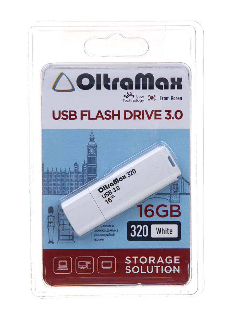 

USB Flash Drive 16Gb - OltraMax 320 OM-16GB-320-White, 320
