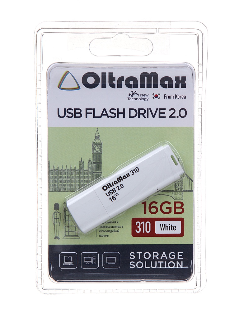 

USB Flash Drive 16Gb - OltraMax 310 OM-16GB-310-White, 310