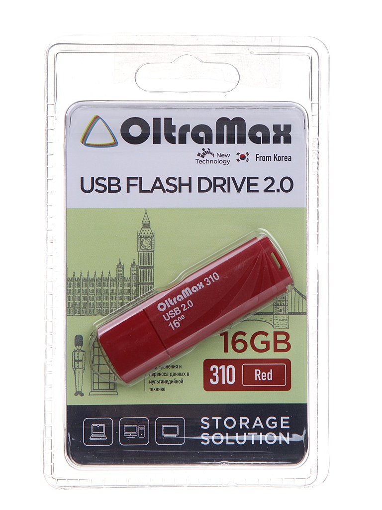 

USB Flash Drive 16Gb - OltraMax 310 OM-16GB-310-Red, 310