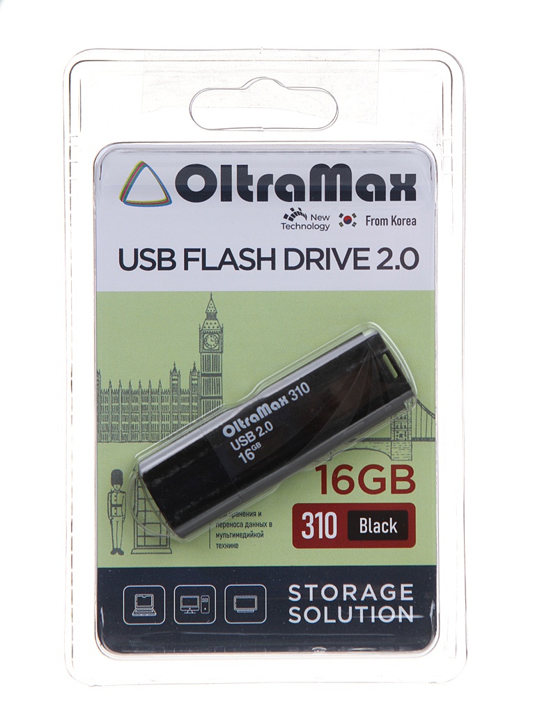 

USB Flash Drive 16Gb - OltraMax 310 OM-16GB-310-Black, 310