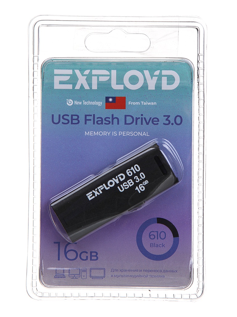 

USB Flash Drive 16Gb - Exployd 610 EX-16GB-610-Black, 610