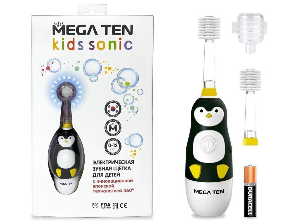 фото Зубная электрощетка megaten kids sonic пингвиненок 111-mks026