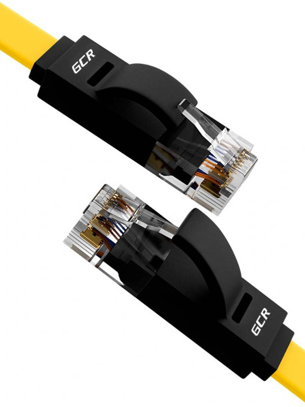фото Сетевой кабель gcr prof utp cat.6 rj45 50cm yellow-black gcr-52091